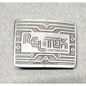 Rel-Tek Corporation Silver Belt Buckle Mine Safety Mining Equipment 3" X 2.25"